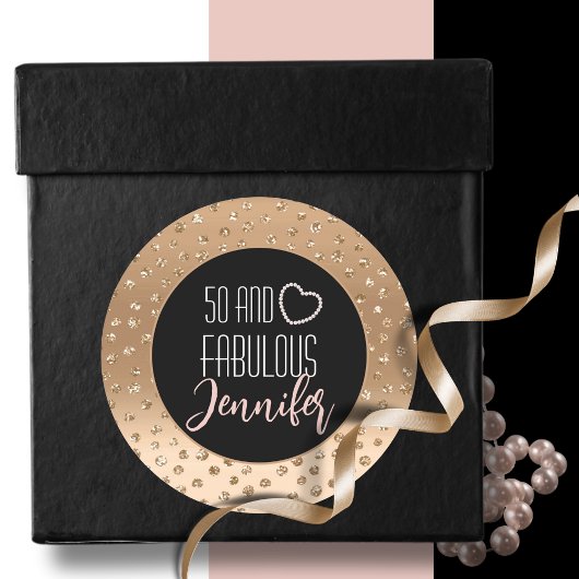 Sticker Rond 50 et fabuleux Elegant Chic Blush Gold Parties sci