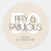 Sticker Rond 50 et fabuleux Moderne Beige Cinquante Anniversair (Devant)
