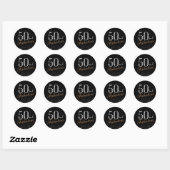 Sticker Rond 50 et fabuleux moderne Elegant Black Anniversaire (Feuille)