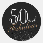 Sticker Rond 50 et fabuleux moderne Elegant Black Anniversaire (Devant)