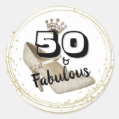 Sticker Rond 50 Et Fabuleux Or Black Bold Anniversaire (Devant)