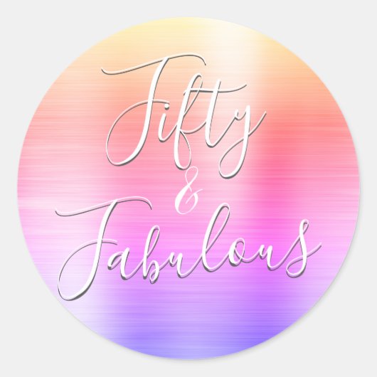Sticker Rond 50 et fabuleux Rainbow Pink moderne (Devant)