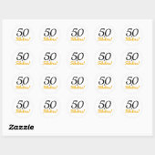 Sticker Rond 50 et fabuleux | Typographie 50e anniversaire (Feuille)