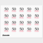 Sticker Rond 50 et fabuleux | Typographie 50e anniversaire (Feuille)