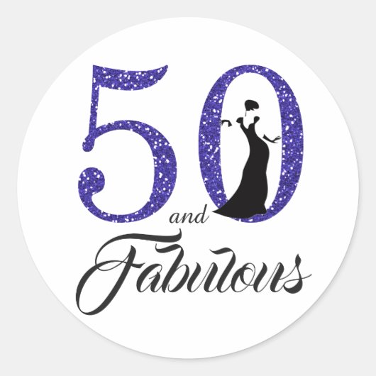 Sticker Rond 50 et fabuleux | Typographie 50e anniversaire (Devant)