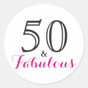 Sticker Rond 50 et fabuleux   Typographie 50e anniversaire
