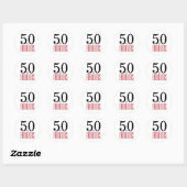Sticker Rond 50 et fabuleux | Typographie 50e anniversaire (Feuille)