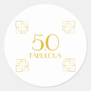 Sticker Rond 50 et fabuleux   Typographie 50e anniversaire