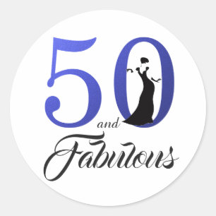 Sticker Rond 50 et Fabulous Blue   Typographie 50e anniversaire
