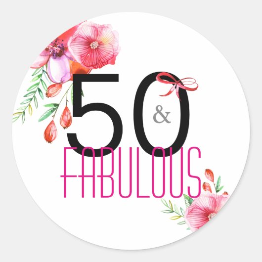 Sticker Rond 50 et Fabulous Elegant 50e fête d'anniversaire (Devant)