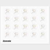 Sticker Rond 50 et Fabulous Gold Black & White Nom (Feuille)