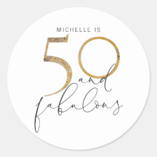 Sticker Rond 50 et Fabulous Gold Black & White Nom
