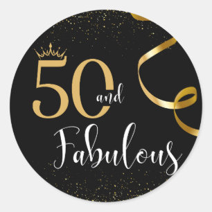 Sticker Rond 50 et Fabulous Gold et Black Anniversaire