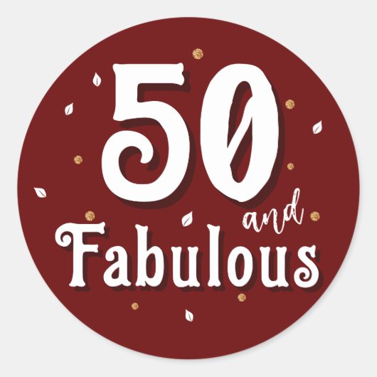 Sticker Rond 50 et Fabulous Parties scintillant Rouge 50e anniv (Devant)