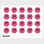 Sticker Rond 50 et Fabulous Pink et Gold fête d'anniversaire (Feuille)