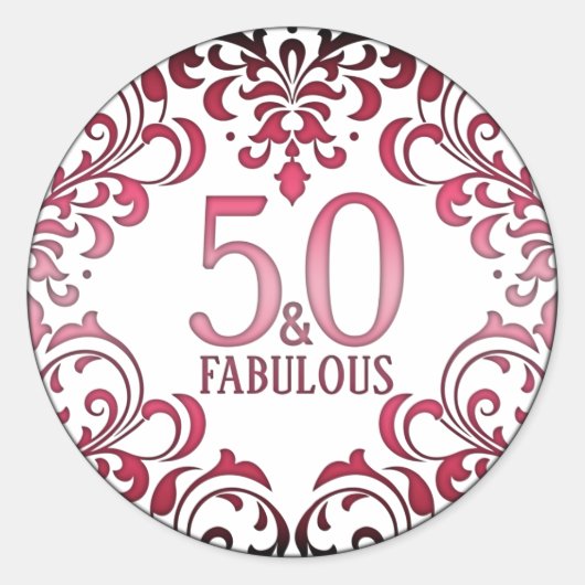 Sticker Rond 50 et Fabulous Rose Black 50e anniversaire (Devant)