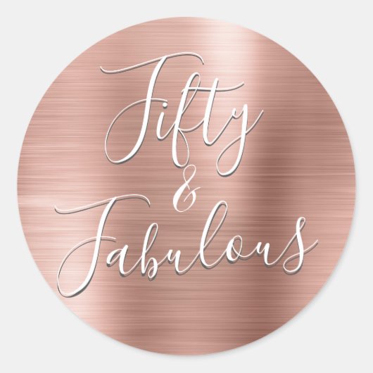 Sticker Rond 50 et Fabulous Rose Gold | Blush Pink Modern (Devant)