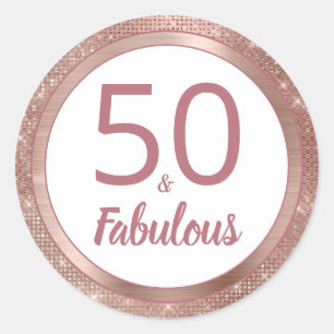 Sticker Rond 50 et Fabulous Rose Gold Glam 50th Birthday Party