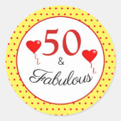 Sticker Rond 50 & Fabuleuse typographie Rouge 50e anniversaire  (Devant)