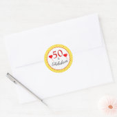 Sticker Rond 50 & Fabuleuse typographie Rouge 50e anniversaire  (Enveloppe)