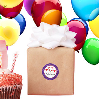 Sticker Rond 50 & Fabuleuse typographie Rouge 50e anniversaire 