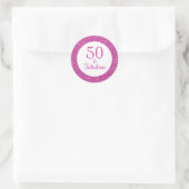 Sticker Rond 50 & Fabuleux anniversaire Sparkly Pink Parties sc (Sac)