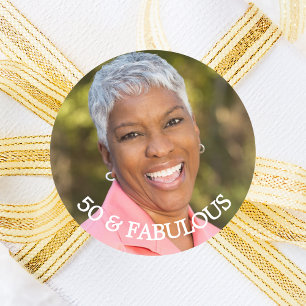 Sticker Rond 50 fabuleux nom or anniversaire