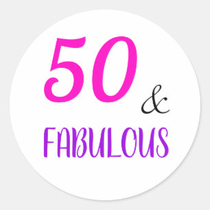 Sticker Rond 50 & Fabuleux rose & violet moderne Anniversaire