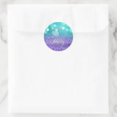 Sticker Rond 50 & Fabuleux Script Sparkling Turquoise Purple Om (Sac)