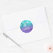 Sticker Rond 50 & Fabuleux Script Sparkling Turquoise Purple Om (Enveloppe)