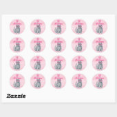 Sticker Rond 50 & Fabulous Chat, rose et gris, 50e anniversaire (Feuille)