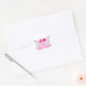 Sticker Rond 50 & Fabulous Pink 50e Anniversaire Papillon (Enveloppe)