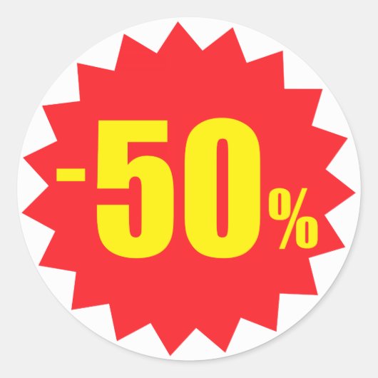 Sticker Rond 50 pour cent d'autocollants de réduction vente, bl (Devant)