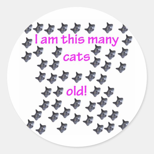 Sticker Rond 50 Têtes de chat vieilles (Devant)
