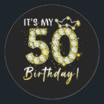 Sticker Rond 50 Years Old It_S My Birthday 50Th Birthday Diamon<br><div class="desc">Awesome tee Ideas People who born in 1973 Retro Vintage Classic Old School 50th Awesome tee Ideas for Men Women. 50 years old awesome vintage birthday. Complete happy birthday decorations .Your birthday party will be funny, awesome, epic & legendary. This birthday t-shirt is the perfect wayto celebrate your special day...</div>
