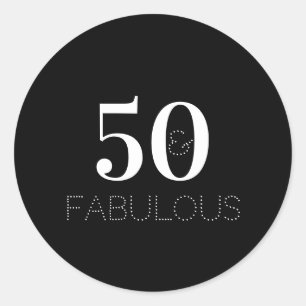Sticker Rond 50e anniversaire 50 ans et fabuleux Noir Blanc