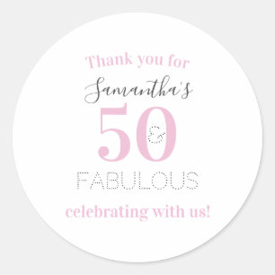 Sticker Rond 50e anniversaire 50 et fabuleux Anniversaire rose 