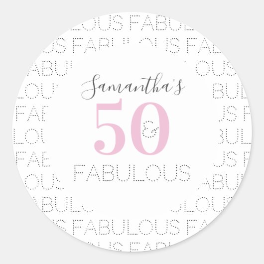 Sticker Rond 50e anniversaire 50 et fabuleux Modern Pink (Devant)