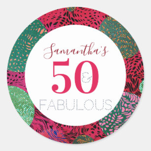 Sticker Rond 50e anniversaire 50 et Fabulous Parti unique