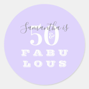 Sticker Rond 50e Anniversaire 50 Fête d'anniversaire pourpre fa