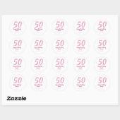 Sticker Rond 50e anniversaire ajouter nom date année rose rouge (Feuille)