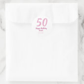 Sticker Rond 50e anniversaire ajouter nom date année rose rouge (Sac)