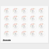 Sticker Rond 50e anniversaire Aquarelle rose florale (Feuille)