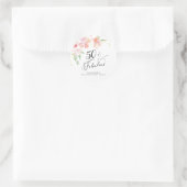 Sticker Rond 50e anniversaire Aquarelle rose florale (Sac)