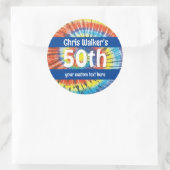 Sticker Rond 50e anniversaire avec teinture et nom rétro (Sac)