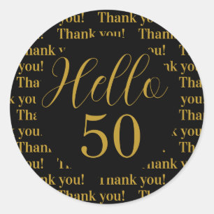 Sticker Rond 50e anniversaire Black Gold Merci