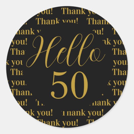 Sticker Rond 50e anniversaire Black Gold Merci (Devant)