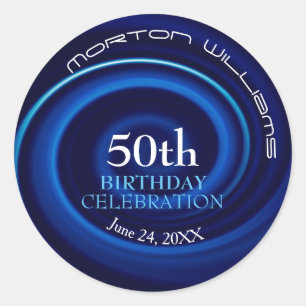 Sticker rond 50e anniversaire Blue Vortex