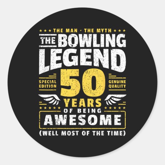 Sticker Rond 50e anniversaire Bowling 50 ans Old Bowler (Devant)