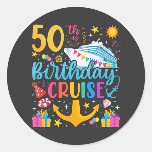 Sticker Rond 50e anniversaire Croisière B-Day Party (Devant)